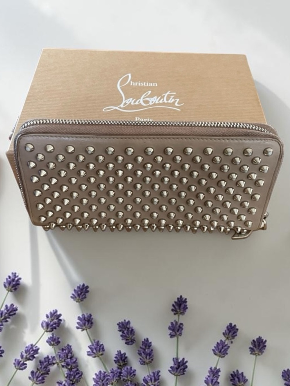Authentic Christian Louboutin  Studded Beige Wallet